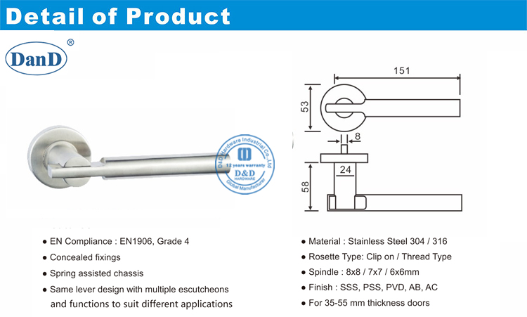 通道杠杆门把手-D和D硬件