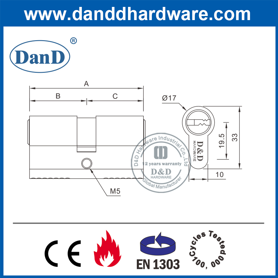 EN1303 Gloden安全榫眼门锁双缸DDLC003