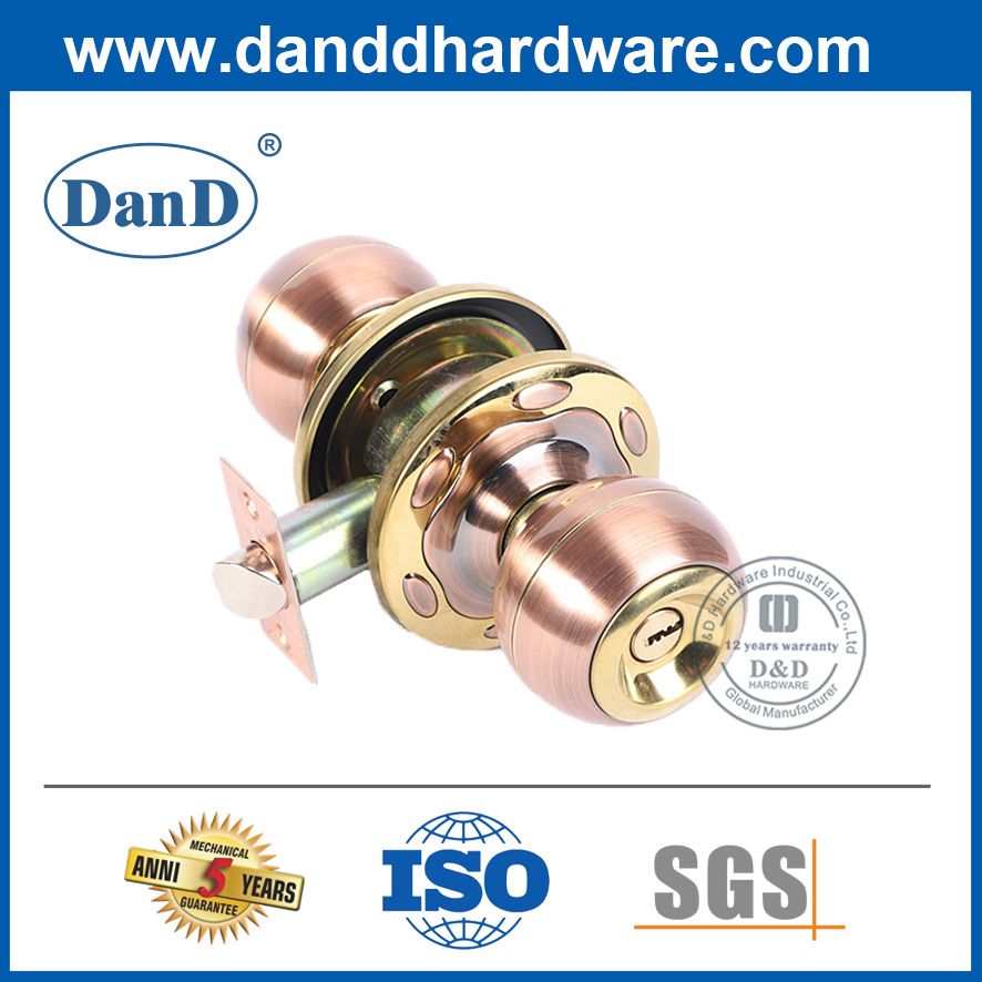抛光黄铜锌合金圆形旋钮门锁-DLK066