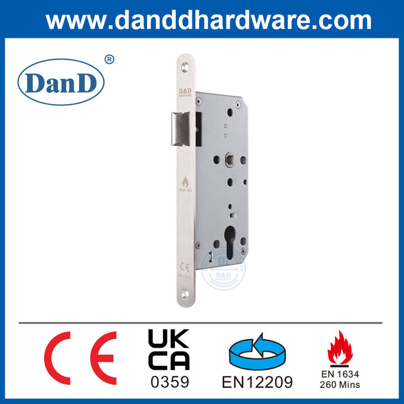 BS EN12209不锈钢门闩锁弯曲锁，带圆角板DDML011R-5572