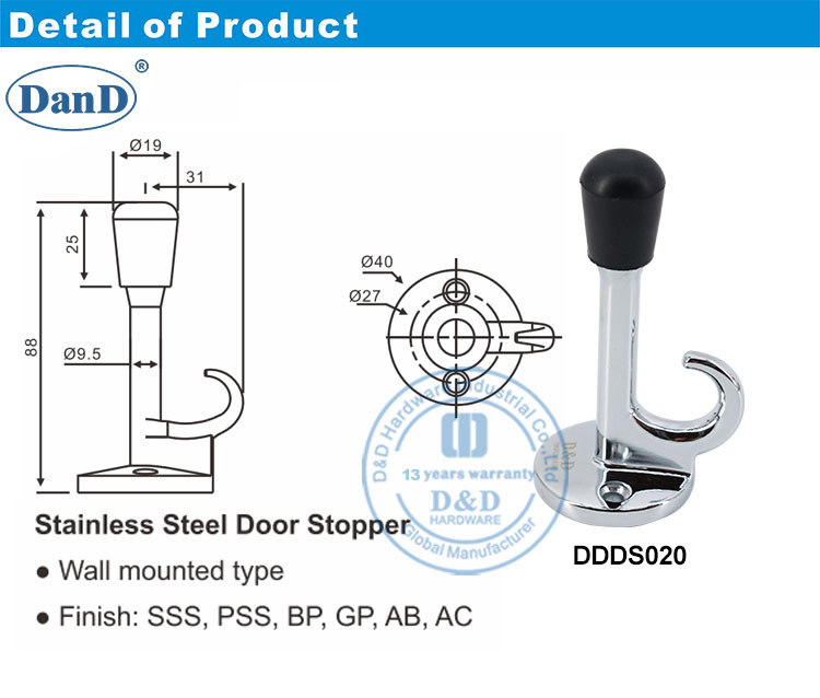 抛光的镀铬门塞