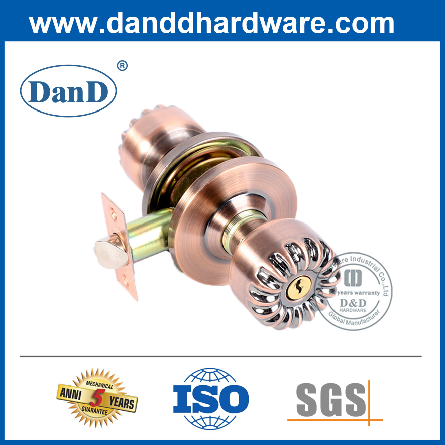 锌合金仿古铜门旋钮与锁和钥匙DDLK052