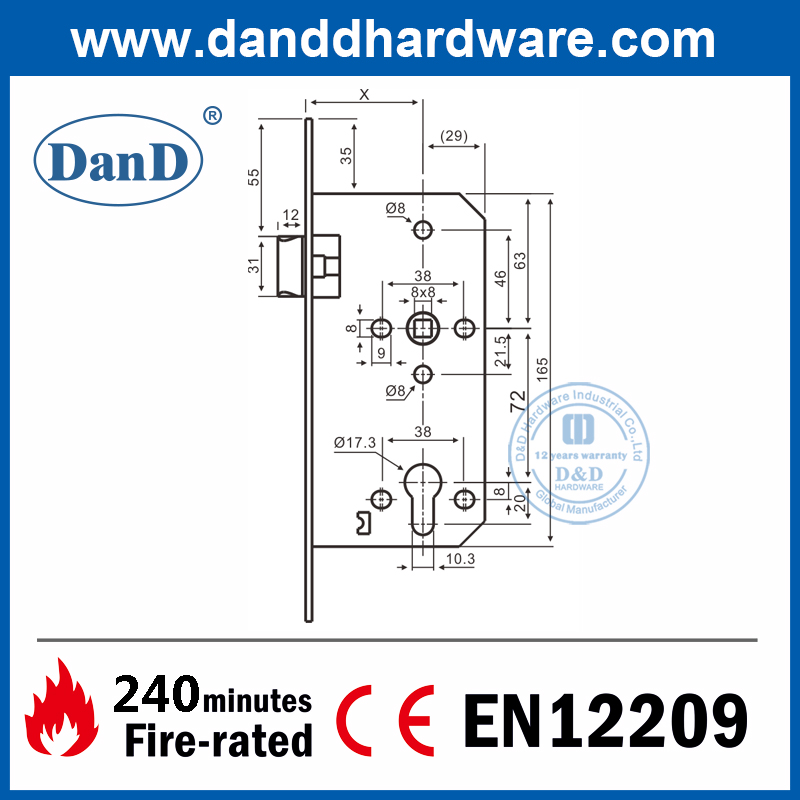 CE EN12209 SS304榫眼额定闩锁锁定-DML011