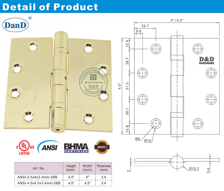 ANSI 2级外门铰链