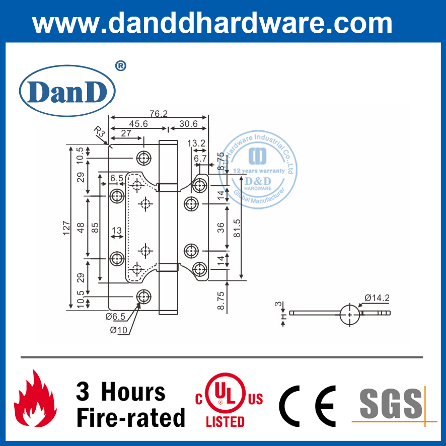 不锈钢304配件BIFOLD铰链用于空心金属门 - DDSS026