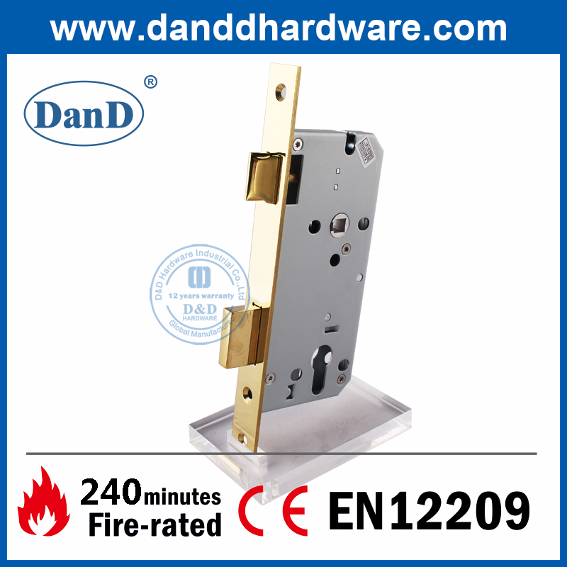 CE高安全性SS304抛光黄铜劲火入口门锁-DDML009