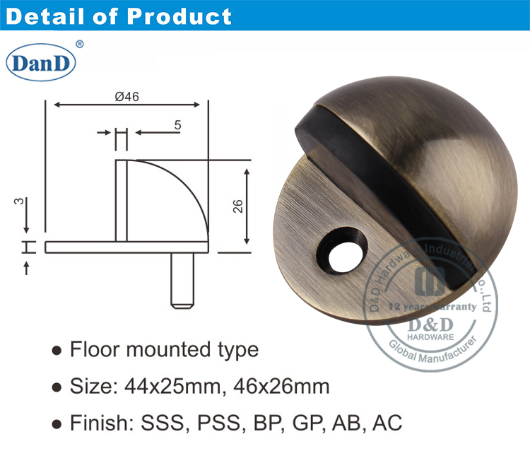 古董黄铜门停止D和D硬件
