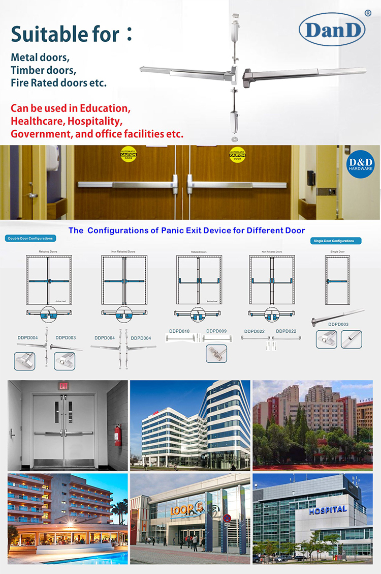 带有恐慌杆D和D硬件的火出口门