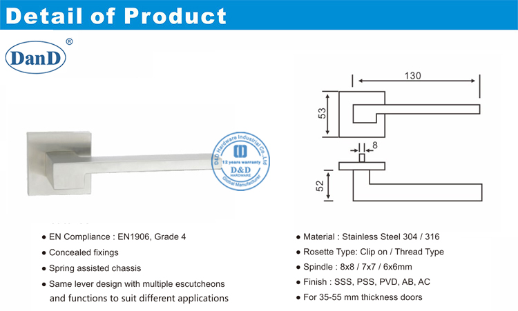 内部杠杆门把手-D和D硬件