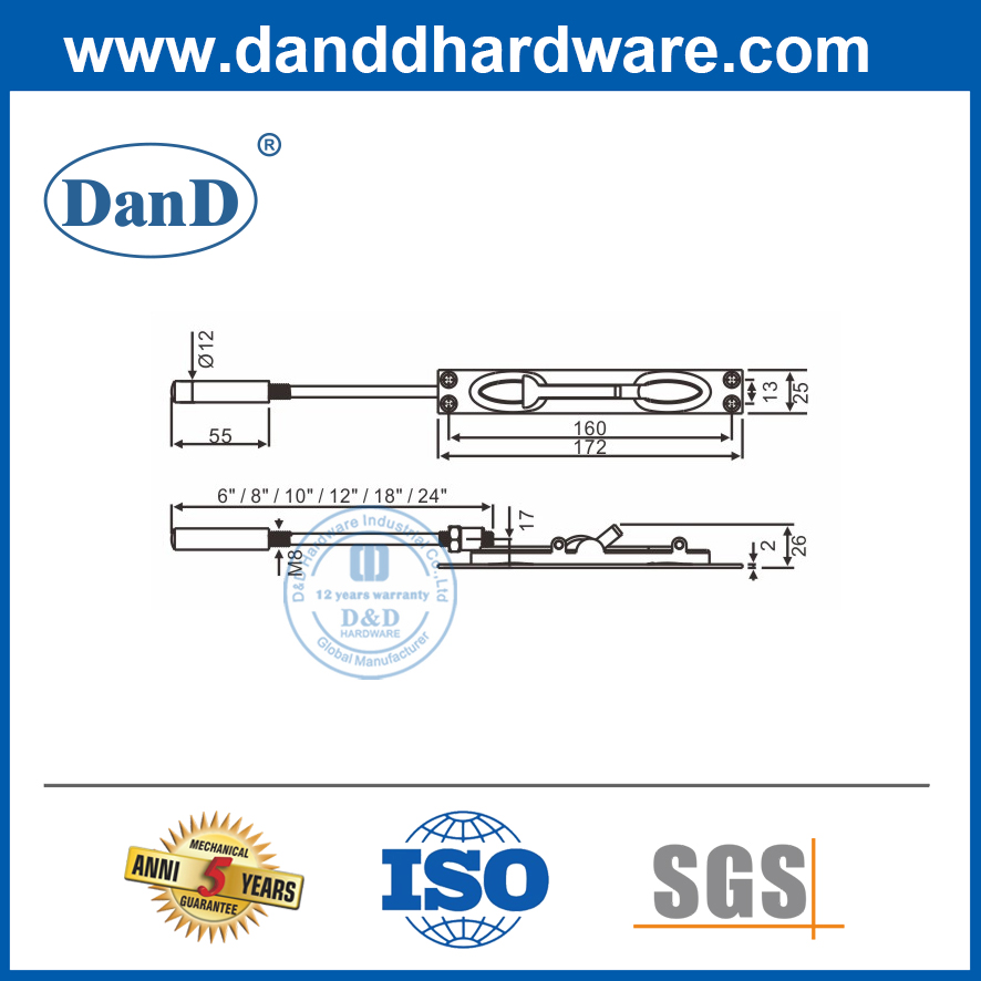 不锈钢手动冲洗螺栓，用于金属门DDDB012-B
