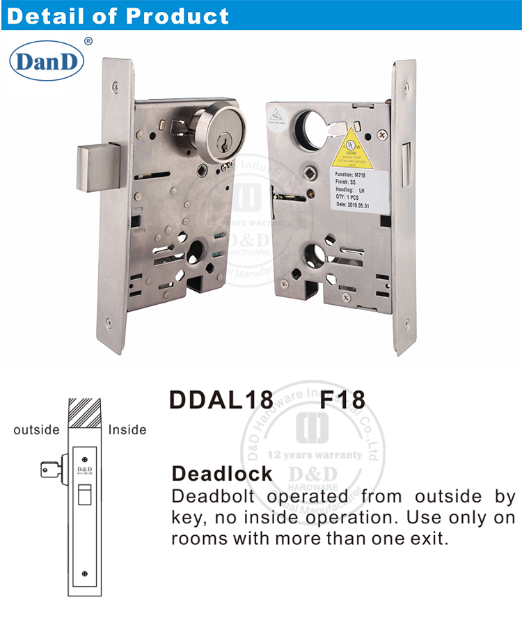 F18-ANSI DeadBolt Door lock-d和D硬件