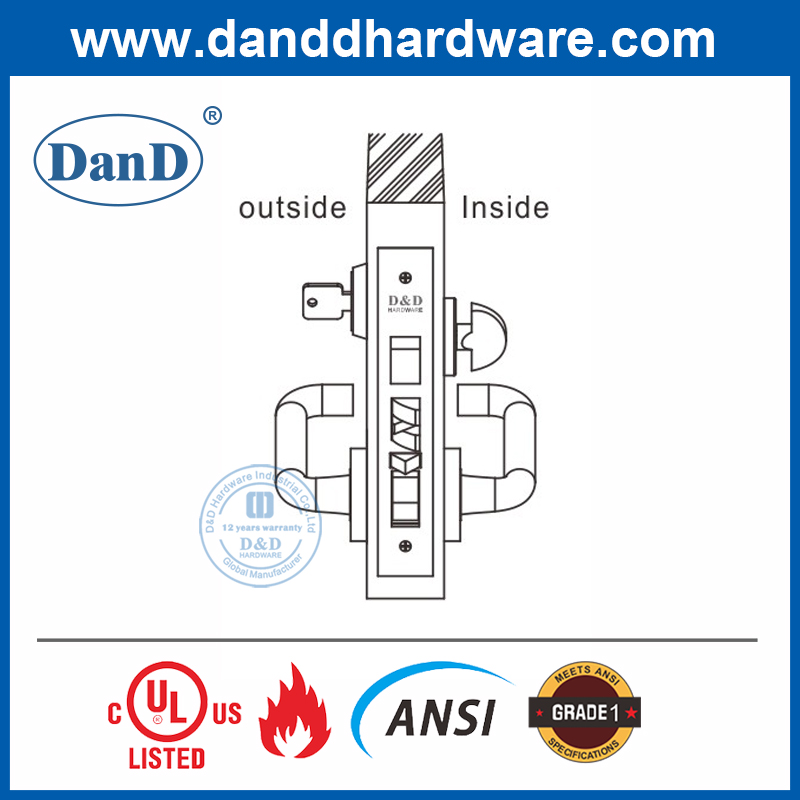 SUS304 ANSI 1级最安全的门锁，用于门口DDAL20
