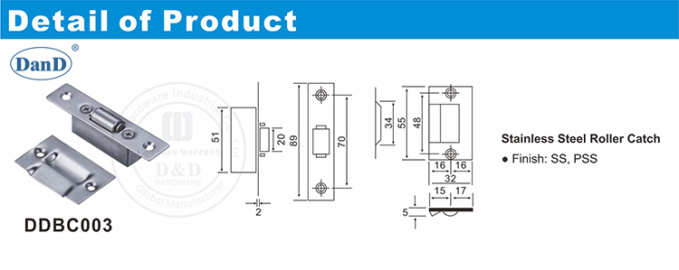 用于内部门D和D硬件的弹簧滚子门捕获