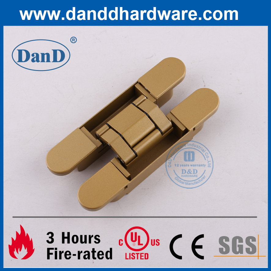金色彩绘锌合金3D调整不可见的hing，用于重型门DDCH008-G120