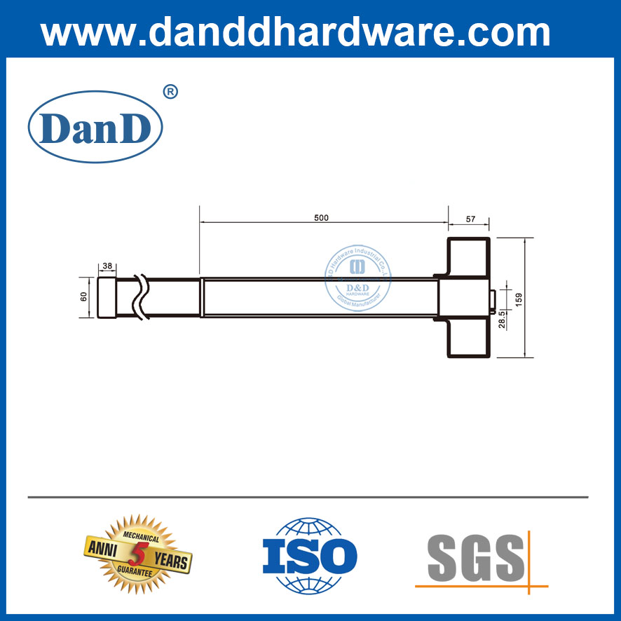 304不锈钢恐慌杆边缘型半长度表面安装panci出口设备ddpd001