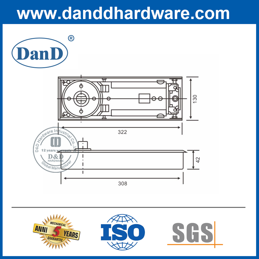 重型宽玻璃门地板弹簧铰链DDFS322