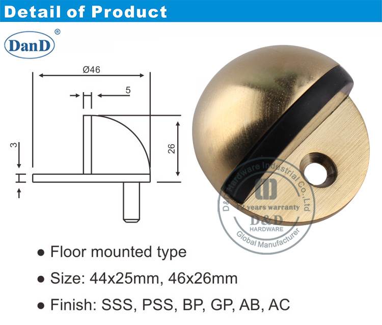 缎黄铜门停止D和D硬件