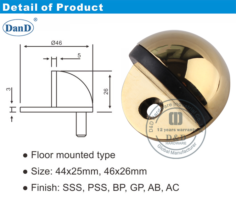 抛光的黄铜门停止D和D硬件