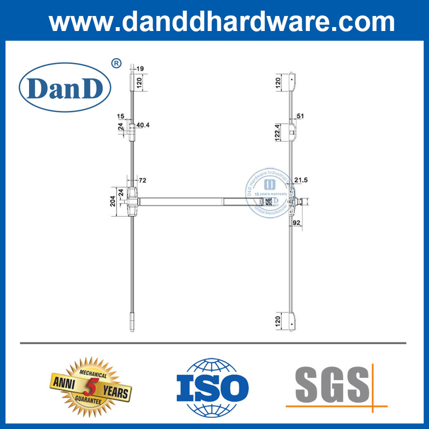垂直杆商业门不锈钢和铝紧急出口推杆杆DDPD303