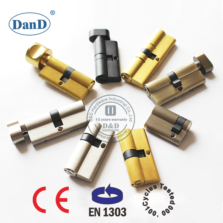 锁缸供应商EN1303缎面镍实心黄铜门锁钥匙缸DDLC004-70mm-SN