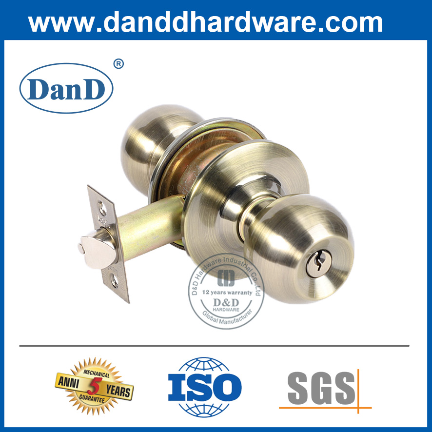 古董黄铜锌合金门旋钮与锁和钥匙DDLK040