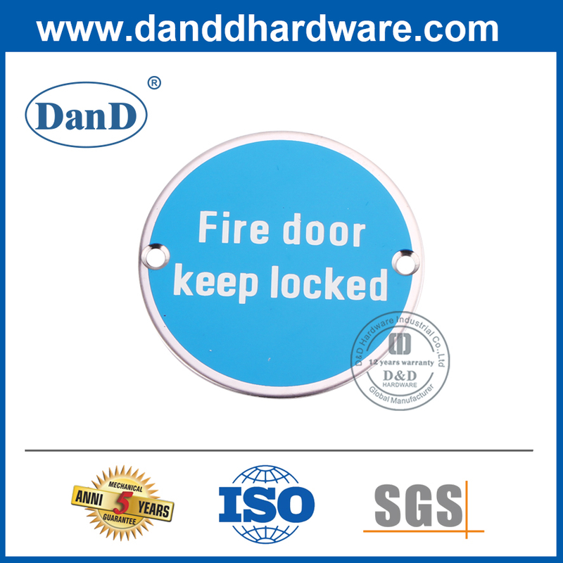 不锈钢圆形火灾门指示标志板DDSP007